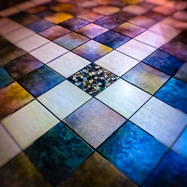 Colorful floor tile pattern at a Northern California shopping mall